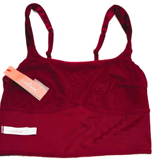 Colsie Red Checkered Velvet Brami Women's size S NWT - Picture 5 of 5